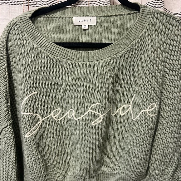 Seaside Green Cropped Sweater - Picture 3 of 3